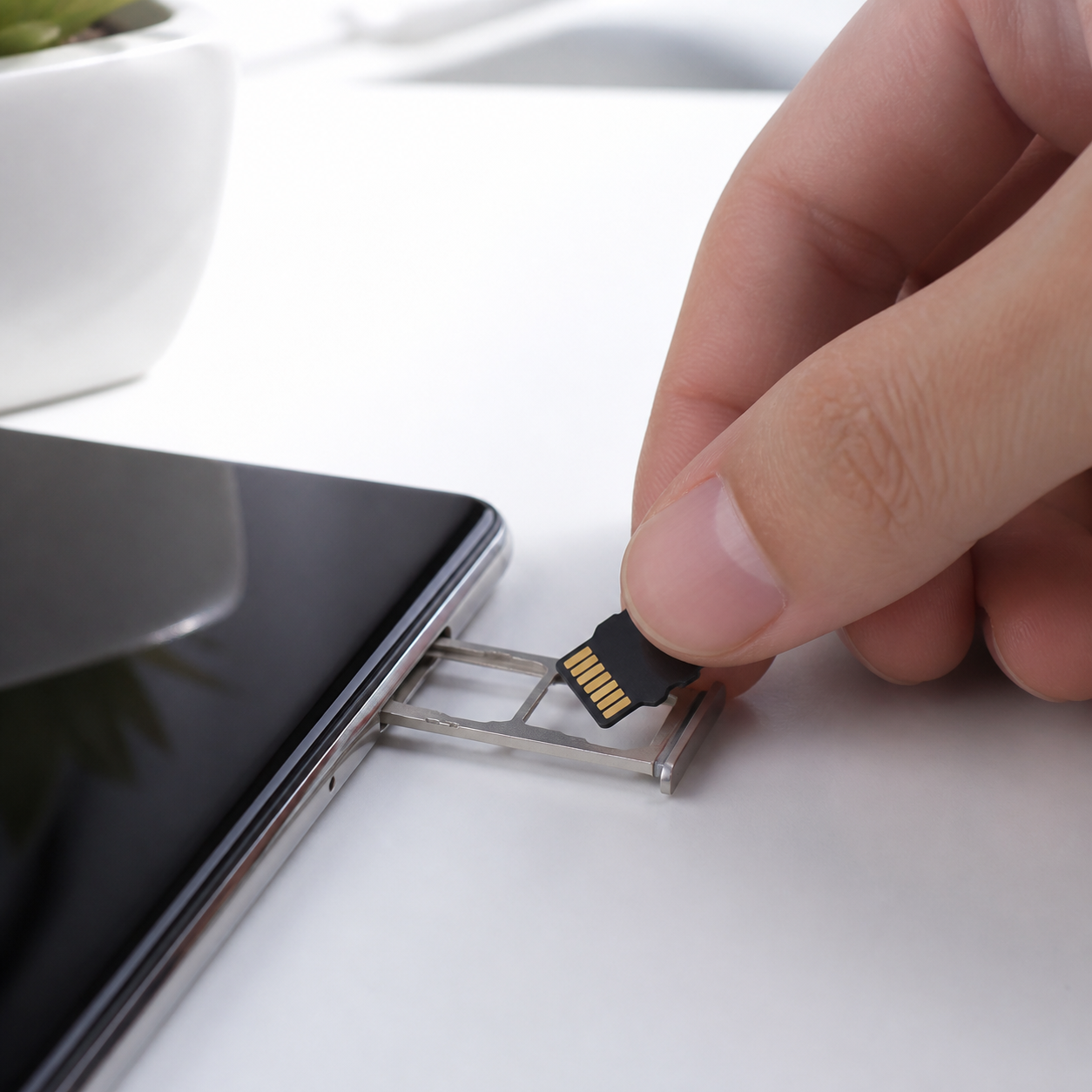 SafeStore MicroSD card in use